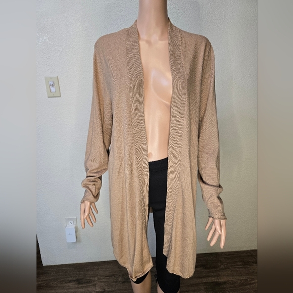 J. Jill Cardigan Sweater Size Large Open Front Tan - Picture 1 of 13